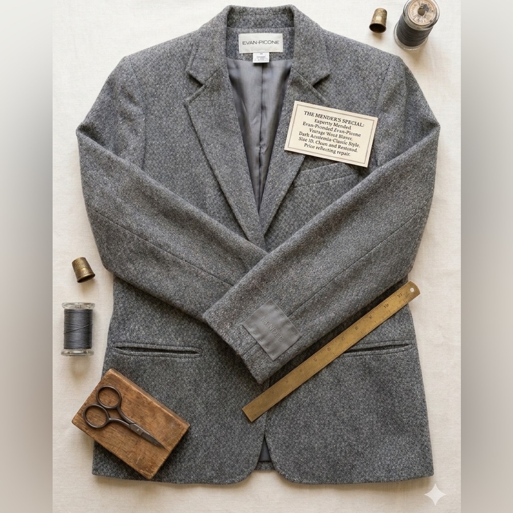 PREPAIR PROJECT Vintage Evan-Picone 60% Wool Blazer Grey Sz 10